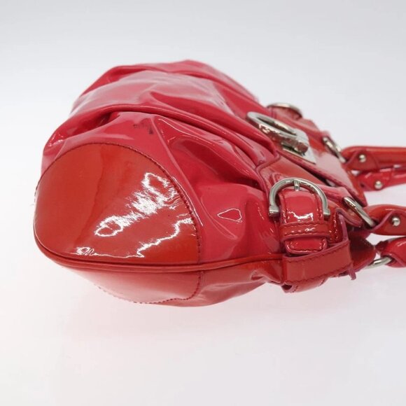 Salvatore Ferragamo Gancini Marissa Hand Bag Enamel Red Silver Auth 130621 - Picture 4 of 14